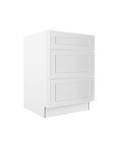 Craftsman White Shaker 3 Drawer Base Cabinet 24" Midlothian - RVA Cabinetry