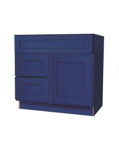 Navy Blue Shaker Vanity Sink Base Drawer Left Cabinet 30"W Midlothian - RVA Cabinetry