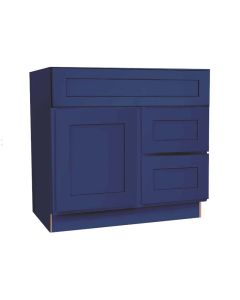 Navy Blue Shaker Vanity Sink Base Drawer Right Cabinet 30"W Midlothian - RVA Cabinetry