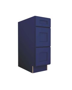 Navy Blue Shaker Vanity Three Drawer Base Cabinet 12"W Midlothian - RVA Cabinetry
