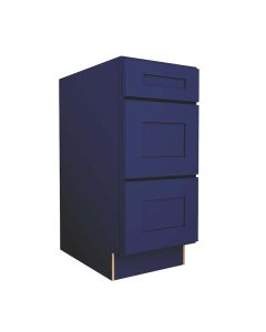 Navy Blue Shaker Vanity Three Drawer Base Cabinet 15"W Midlothian - RVA Cabinetry