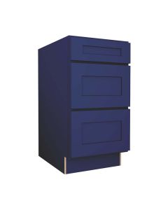 Navy Blue Shaker Vanity Three Drawer Base Cabinet 18"W Midlothian - RVA Cabinetry