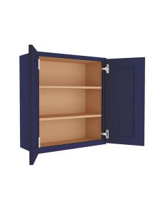 Navy Blue Shaker Wall Cabinet 27"W x 30"H Midlothian - RVA Cabinetry