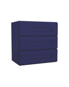 Navy Blue Shaker Three drawer wall cabinet 18"W Midlothian - RVA Cabinetry