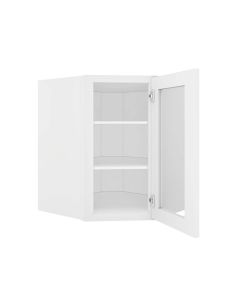 Craftsman White Shaker Wall Diagonal Open Frame Glass Door Cabinet 24"W x 30"H Midlothian - RVA Cabinetry