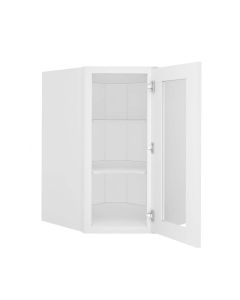 Craftsman White Shaker Wall Diagonal Open Frame Glass Door Cabinet 24"W x 36"H Midlothian - RVA Cabinetry