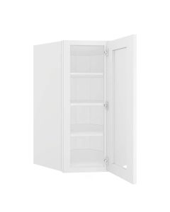 Craftsman White Shaker Wall Diagonal Open Frame Glass Door Cabinet 24"W x 42"H Midlothian - RVA Cabinetry