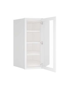 Craftsman White Shaker Wall Diagonal Open Frame Glass Door Cabinet 27"W x 42"H x 15"D Midlothian - RVA Cabinetry