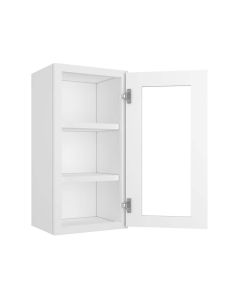 Craftsman White Shaker Wall Open Frame Glass Door Cabinet 15"W x 30"H Midlothian - RVA Cabinetry