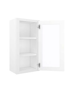 Craftsman White Shaker Wall Open Frame Glass Door Cabinet 18"W x 30"H Midlothian - RVA Cabinetry