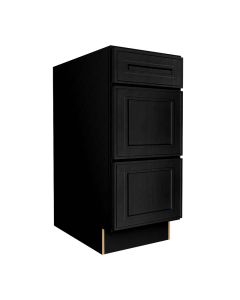 Craftsman Black Shaker 3 Drawer Base Cabinet 12" Midlothian - RVA Cabinetry