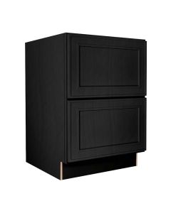 Craftsman Black Shaker 2 Drawer Base Cabinet 24" Midlothian - RVA Cabinetry