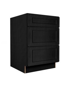 Craftsman Black Shaker 3 Drawer Base Cabinet 24" Midlothian - RVA Cabinetry