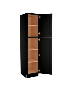 Craftsman Black Shaker Utility Cabinet 18"W x 84"H Midlothian - RVA Cabinetry
