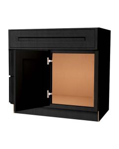 Craftsman Black Shaker Vanity Sink Base Drawer Left Cabinet 30" Midlothian - RVA Cabinetry