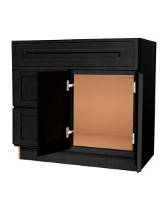 Craftsman Black Shaker Vanity Sink Base Drawer Left Cabinet 36" Midlothian - RVA Cabinetry