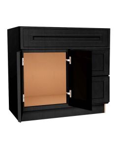 Craftsman Black Shaker Vanity Sink Base Drawer Right Cabinet 36" Midlothian - RVA Cabinetry