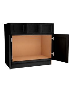 Craftsman Black Shaker Vanity Sink Base Cabinet with Drawers 42" Midlothian - RVA Cabinetry