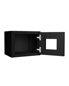 Craftsman Black Shaker Wall Beveled Glass Door with Finished Interior 12" x 12" Midlothian - RVA Cabinetry