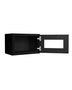 Craftsman Black Shaker Wall Beveled Glass Door with Finished Interior 18" x 12" Midlothian - RVA Cabinetry