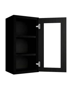 Craftsman Black Shaker Wall Open Frame Glass Door Cabinet 15"W x 30"H Midlothian - RVA Cabinetry
