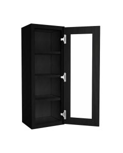 Craftsman Black Shaker Wall Open Frame Glass Door Cabinet 15"W x 42"H Midlothian - RVA Cabinetry