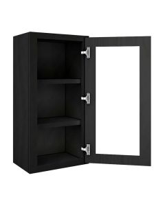 Craftsman Black Shaker Wall Open Frame Glass Door Cabinet 18"W x 30"H Midlothian - RVA Cabinetry