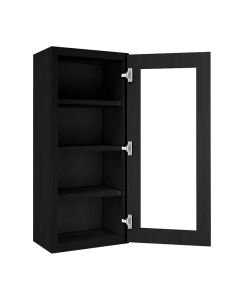 Craftsman Black Shaker Wall Open Frame Glass Door Cabinet 18"W x 42"H Midlothian - RVA Cabinetry