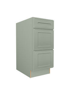 Craftsman Lily Green Shaker 3 Drawer Base Cabinet 12" Midlothian - RVA Cabinetry