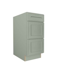 Craftsman Lily Green Shaker Drawer Base Cabinet 15" Midlothian - RVA Cabinetry