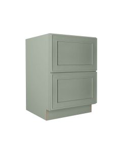 Craftsman Lily Green Shaker 2 Drawer Base Cabinet 24" Midlothian - RVA Cabinetry