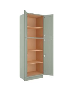 Craftsman Lily Green Shaker Utility Cabinet 30"W x 96"H Midlothian - RVA Cabinetry