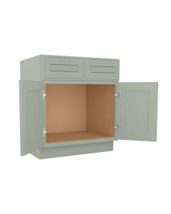 Craftsman Lily Green Shaker Vanity Sink Base Cabinet 30" Midlothian - RVA Cabinetry