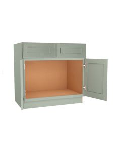Craftsman Lily Green Shaker Vanity Sink Base Cabinet 36" Midlothian - RVA Cabinetry