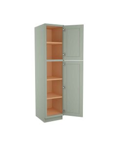 Craftsman Lily Green Shaker Vanity Linen Utility Cabinet 18"W x 80"H Midlothian - RVA Cabinetry
