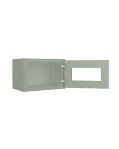 Craftsman Lily Green Shaker Wall Beveled Glass Door with Finished Interior 18" x 12" Midlothian - RVA Cabinetry