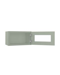 Craftsman Lily Green Shaker Wall Glass Door Cabinet with Finished Interior 21" x 12" Midlothian - RVA Cabinetry