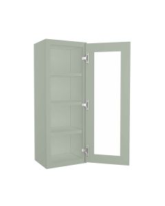 Craftsman Lily Green Shaker Wall Open Frame Glass Door Cabinet 15"W x 42"H Midlothian - RVA Cabinetry