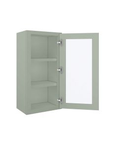 Craftsman Lily Green Shaker Wall Open Frame Glass Door Cabinet 18"W x 36"H Midlothian - RVA Cabinetry
