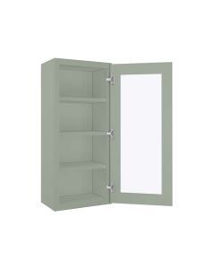 Craftsman Lily Green Shaker Wall Open Frame Glass Door Cabinet 18"W x 42"H Midlothian - RVA Cabinetry