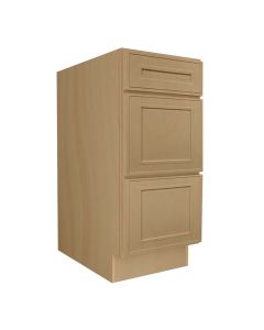 Craftsman Natural Shaker 3 Drawer Base Cabinet 12" Midlothian - RVA Cabinetry