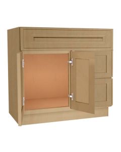 Craftsman Natural Shaker Vanity Sink Base Drawer Right Cabinet 36" Midlothian - RVA Cabinetry
