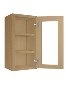 Craftsman Natural Shaker Wall Open Frame Glass Door Cabinet 15"W x 30"H Midlothian - RVA Cabinetry