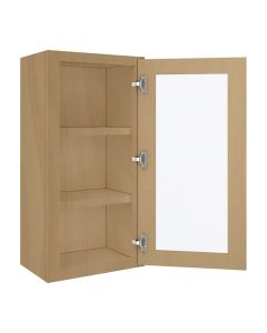 Craftsman Natural Shaker Wall Open Frame Glass Door Cabinet 18"W x 30"H Midlothian - RVA Cabinetry