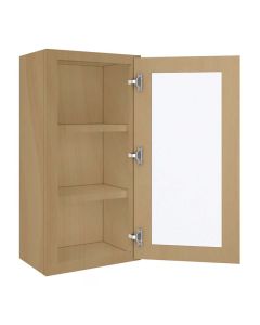 Craftsman Natural Shaker Wall Open Frame Glass Door Cabinet 18"W x 36"H Midlothian - RVA Cabinetry