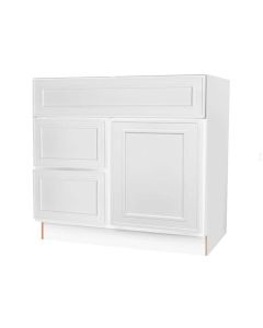 Craftsman White Shaker Vanity Sink Base Drawer Left Cabinet 30" Midlothian - RVA Cabinetry