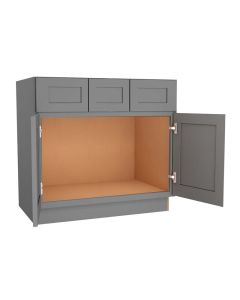 Grey Shaker Elite Vanity Sink Base Cabinet with Drawers 36"W Midlothian - RVA Cabinetry