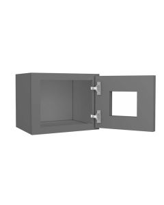 Grey Shaker Elite Wall Open Frame Glass Door Cabinet  15"W x 12"H Midlothian - RVA Cabinetry