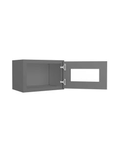 Grey Shaker Elite Wall Open Frame Glass Door Cabinet  18"W x 12"H Midlothian - RVA Cabinetry