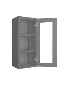 Grey Shaker Elite Wall Open Frame Glass Door Cabinet  15"W x 36"H Midlothian - RVA Cabinetry